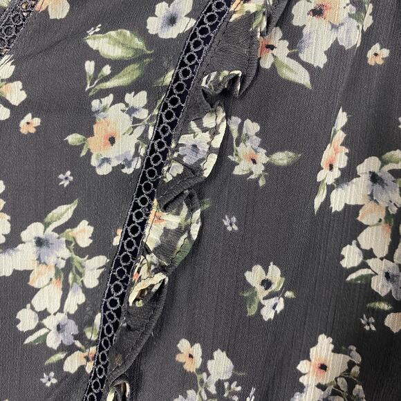 ASTR The Label Ditsy Floral Chiffon Faux Wrap Sheer Sleeve Womens Size Small - Picture 12 of 13